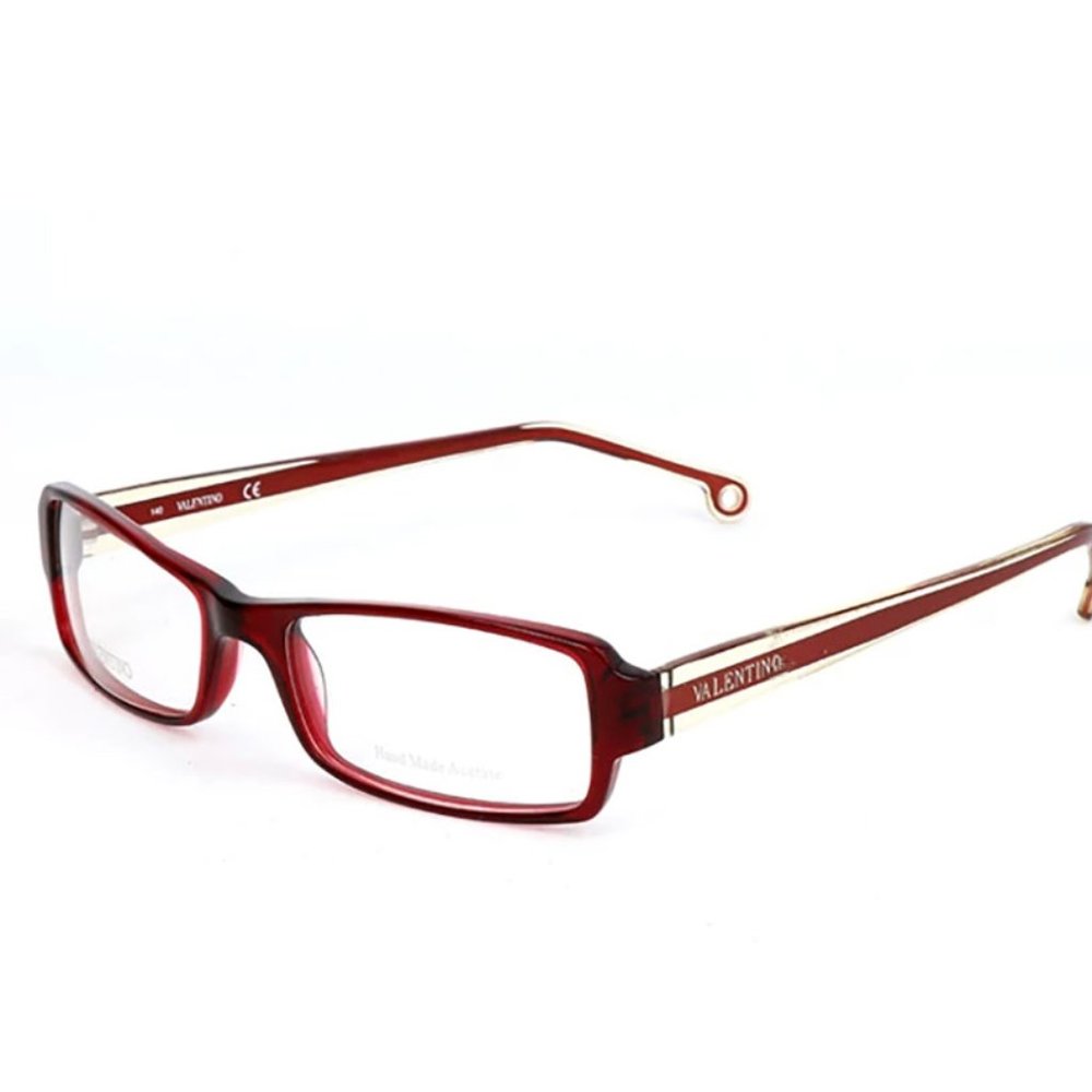 NEW VALENTINO VAL1209 CLEAR RED 52-17-140 EYEGLASSES